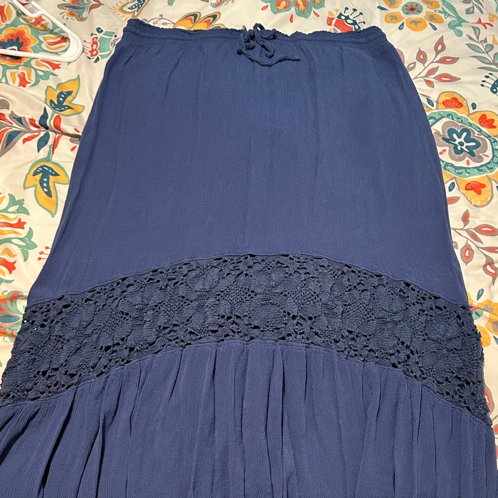 Aeropostale Navy Maxi Skirt with Lace Detail